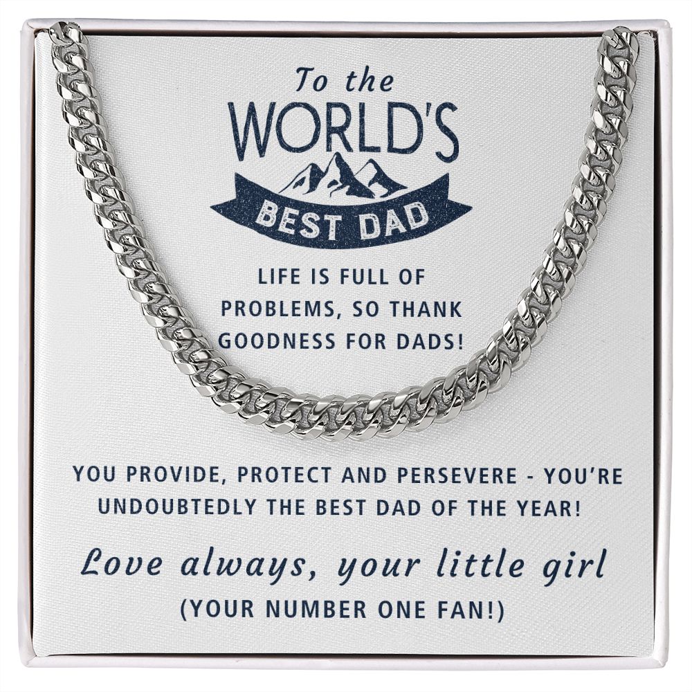 Best Dad Of The Year - Length Adjustable Cuban Link Chain For Dad