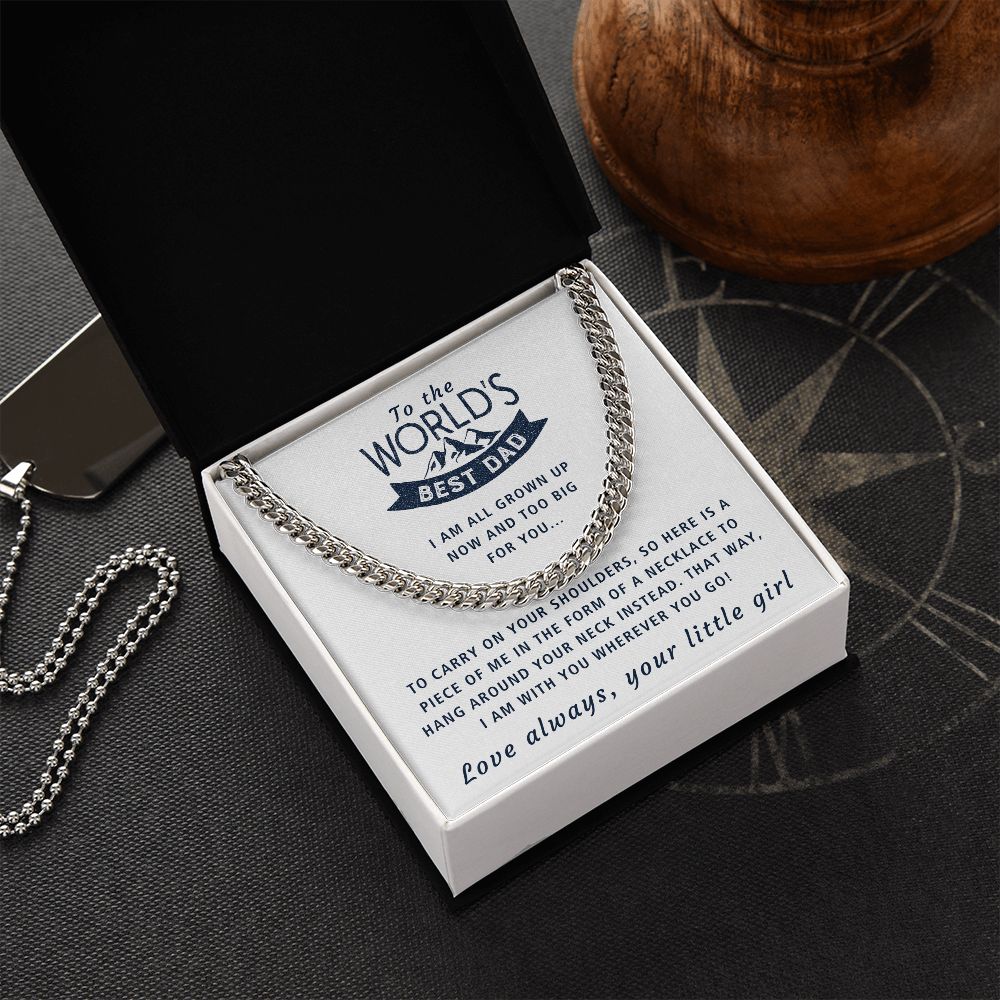 With You Wherever You Go - Length Adjustable Cuban Link Chain For Dad