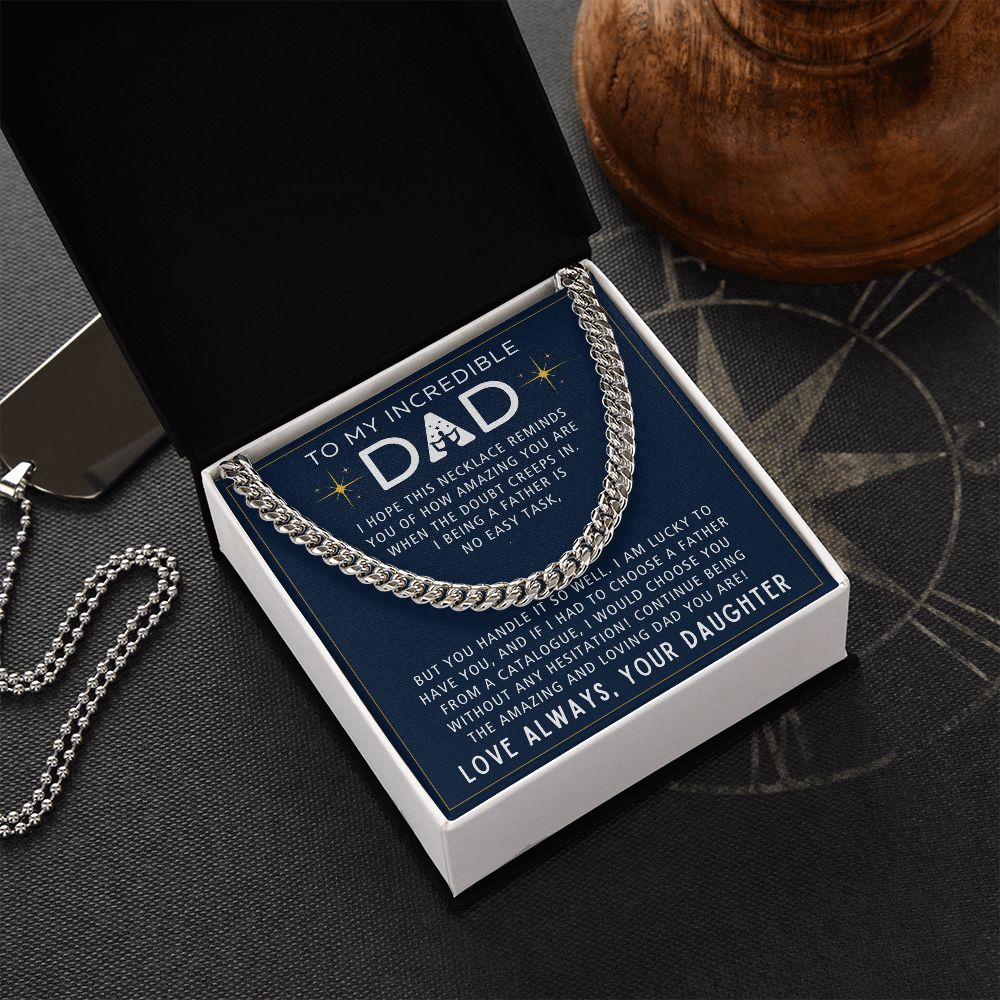 No Easy Task - Length Adjustable Cuban Link Chain For Dad