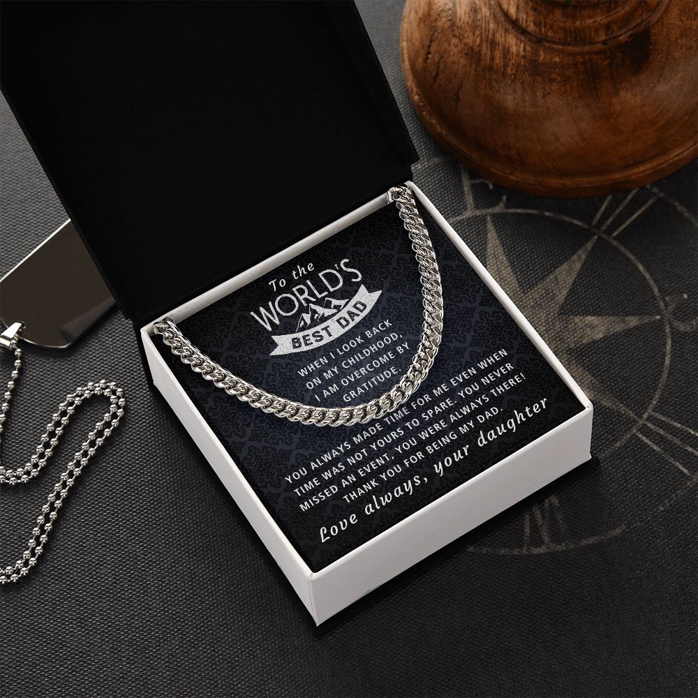 Overcome By Gratitude - Length Adjustable Cuban Link Chain For Dad