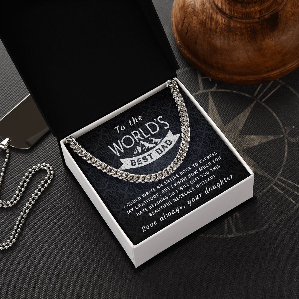 Book Of Gratitude - Length Adjustable Cuban Link Chain For Dad