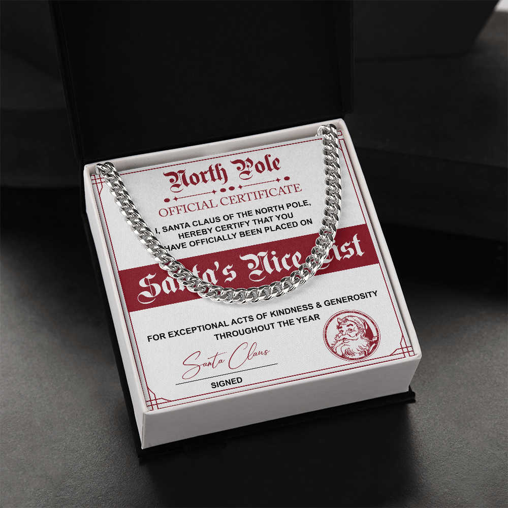 Santa's Nice List - Length Adjustable Cuban Link Chain For Christmas