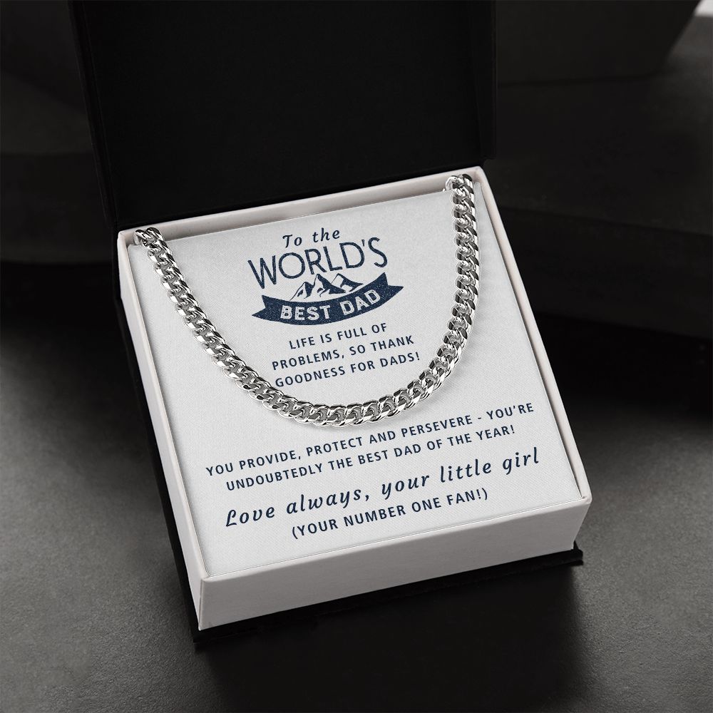Best Dad Of The Year - Length Adjustable Cuban Link Chain For Dad