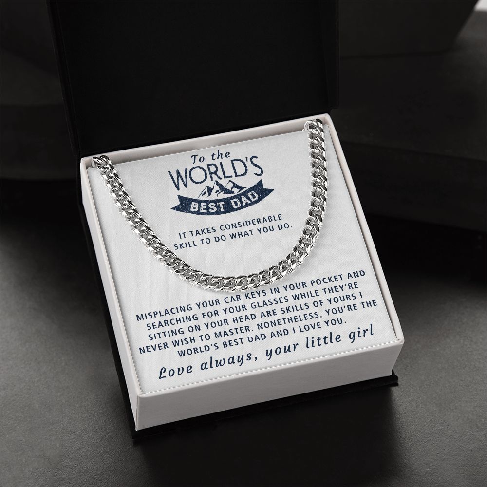 World's Best Dad - Length Adjustable Cuban Link Chain For Dad