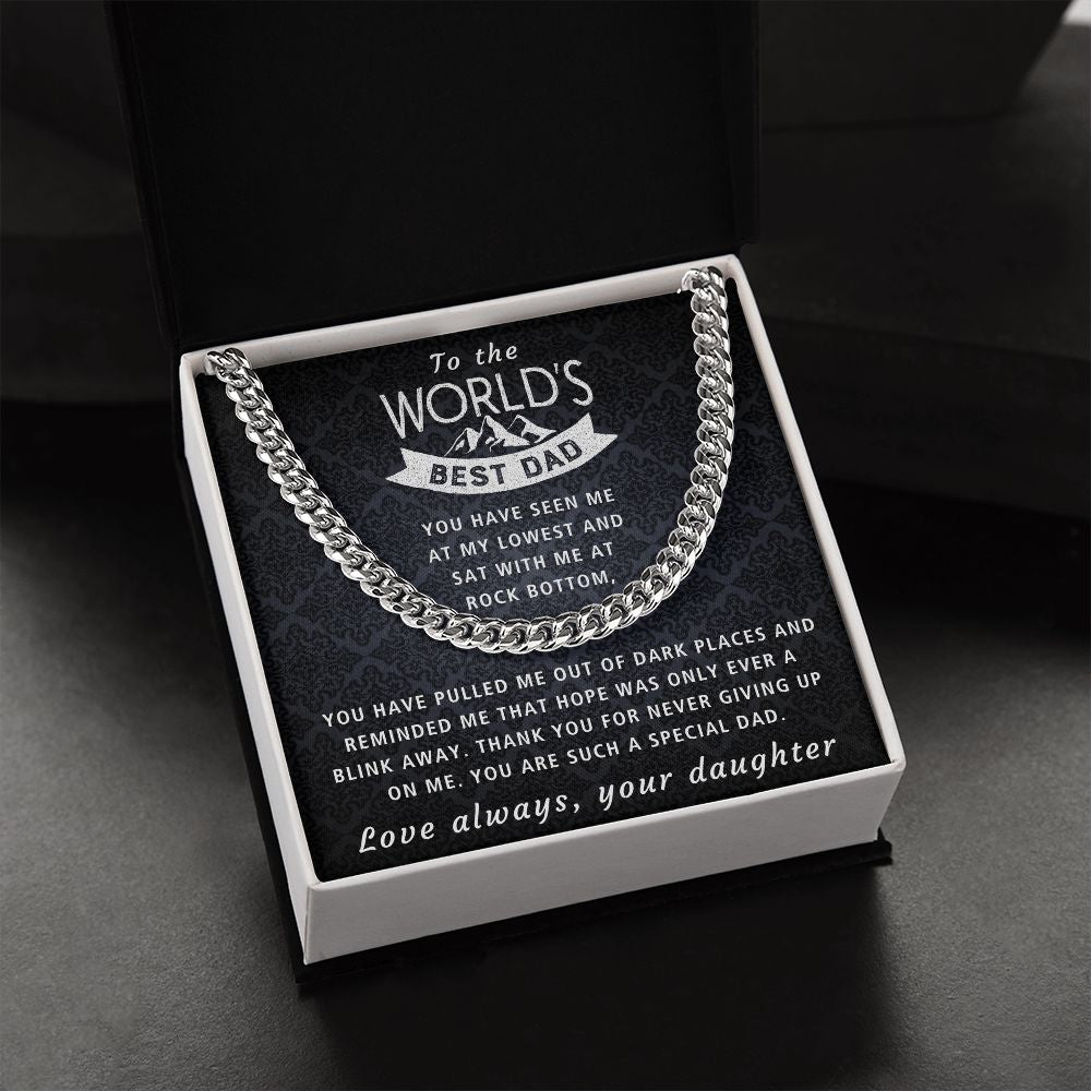For Never Giving Up On Me - Length Adjustable Cuban Link Chain For Dad