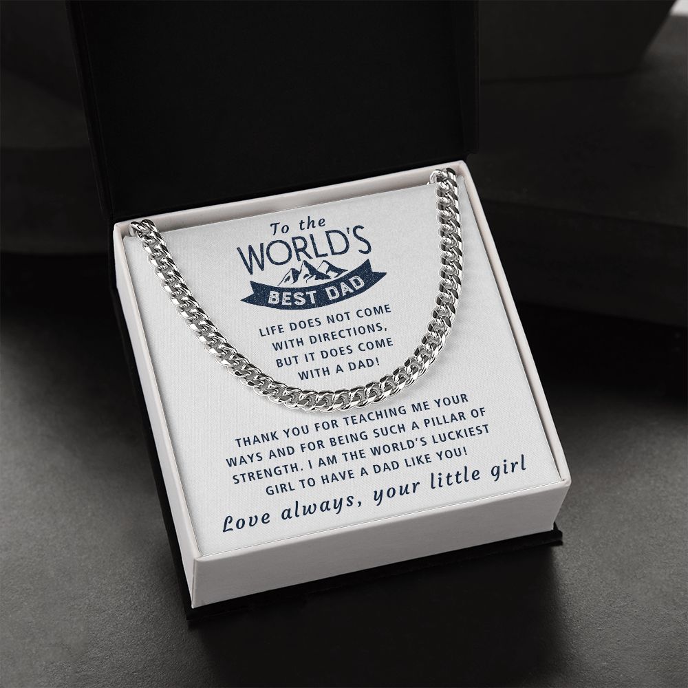 Life Comes With A Dad - Length Adjustable Cuban Link Chain For Dad