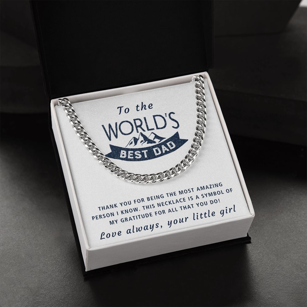 Gratitude - Length Adjustable Cuban Link Chain For Dad