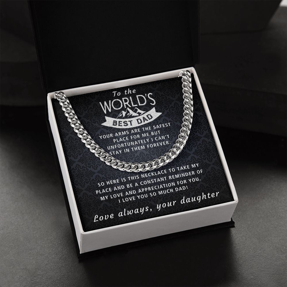 Your Arms, My Safest Place - Length Adjustable Cuban Link Chain For Dad