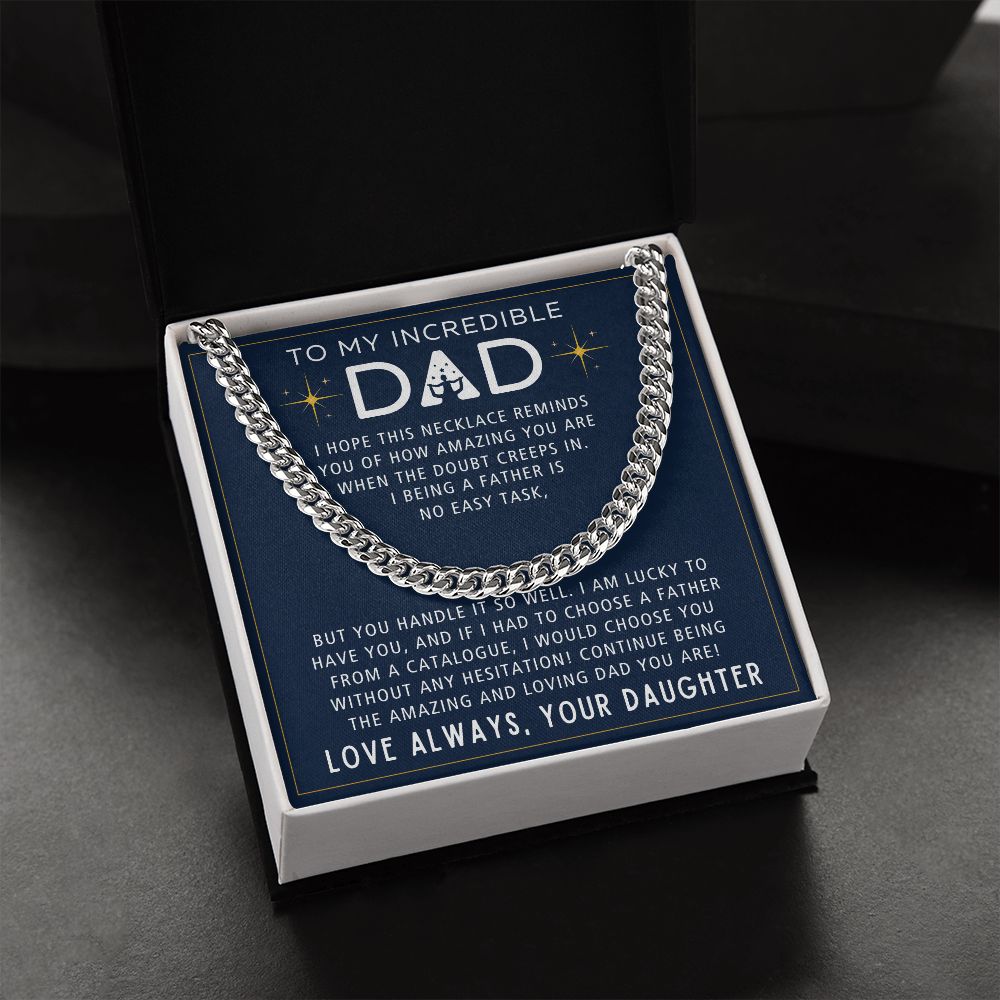 No Easy Task - Length Adjustable Cuban Link Chain For Dad