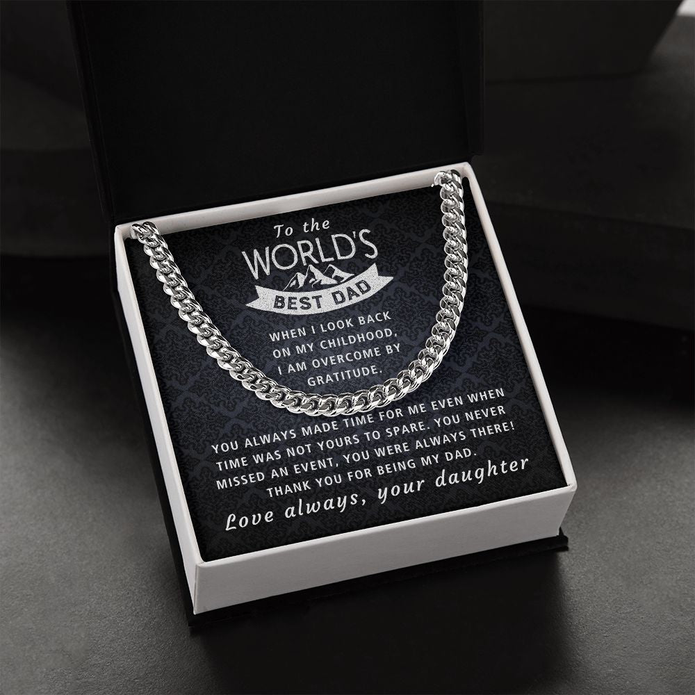 Overcome By Gratitude - Length Adjustable Cuban Link Chain For Dad