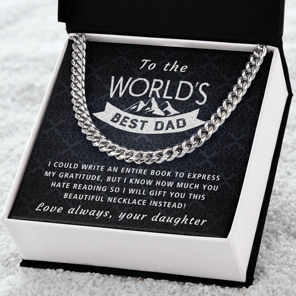 Book Of Gratitude - Length Adjustable Cuban Link Chain For Dad