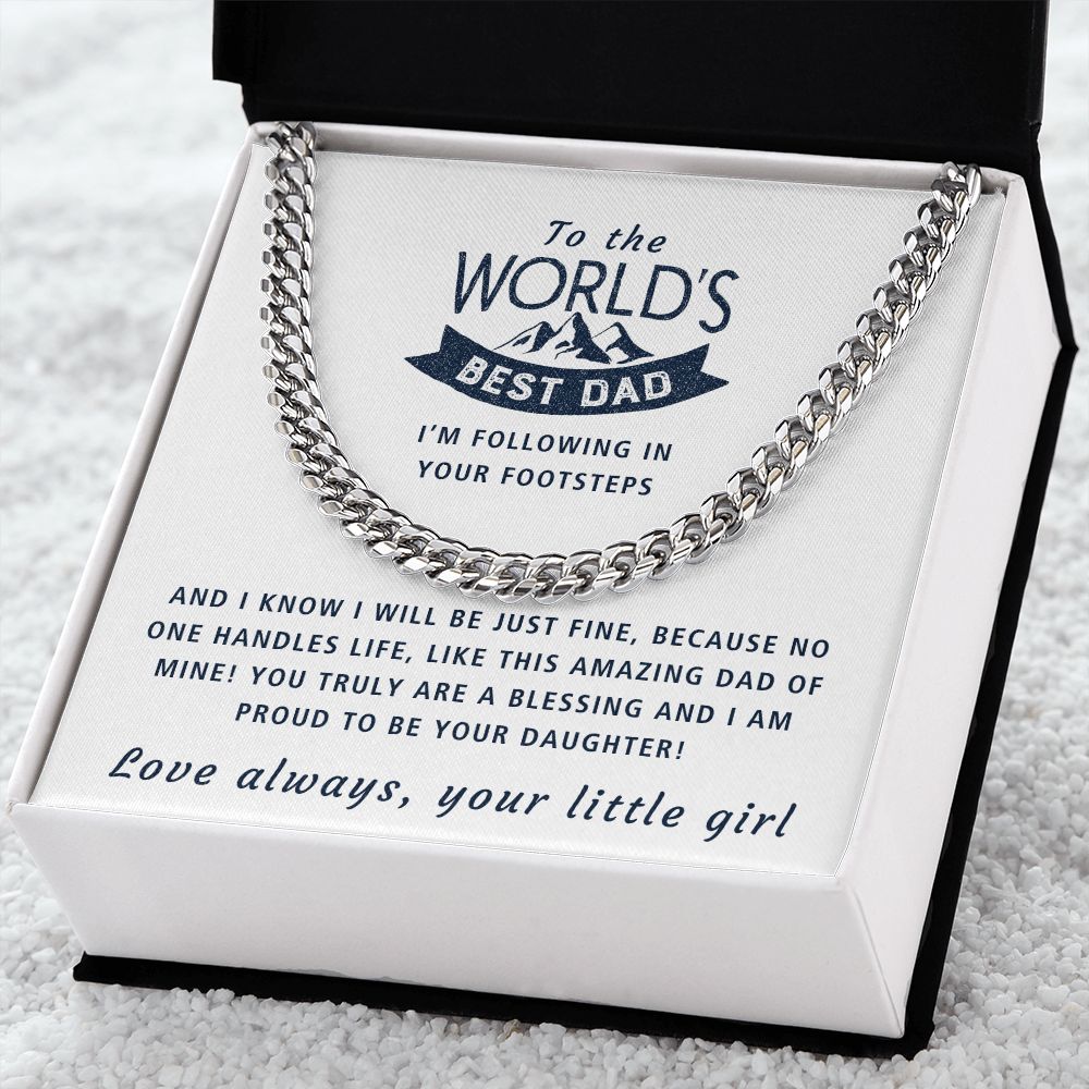 Following In Your Footsteps - Length Adjustable Cuban Link Chain For Dad