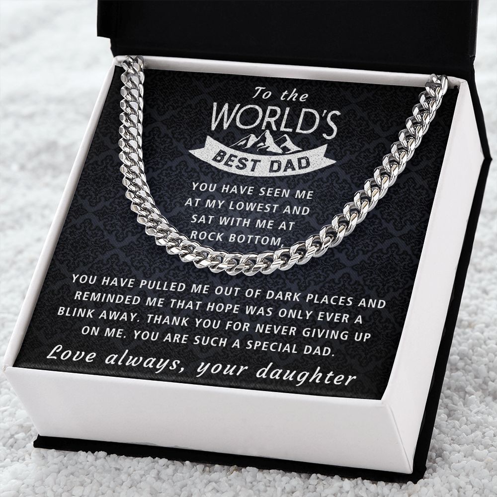 For Never Giving Up On Me - Length Adjustable Cuban Link Chain For Dad