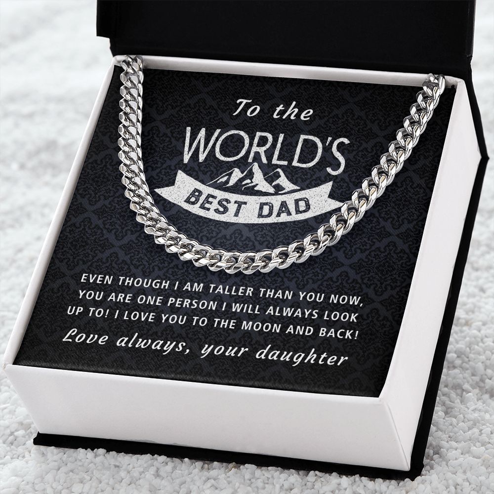I Will Always Look Up To You - Length Adjustable Cuban Link Chain For Dad