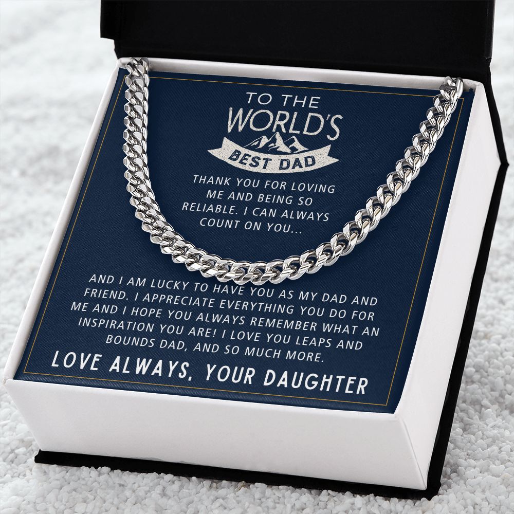 Leaps And Bounds And So Much More - Length Adjustable Cuban Link Chain For Dad