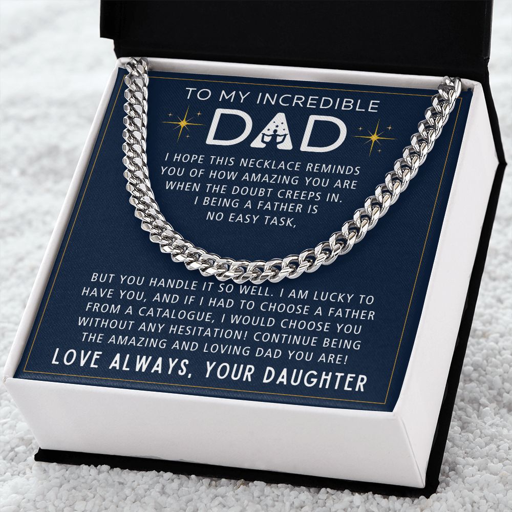 No Easy Task - Length Adjustable Cuban Link Chain For Dad