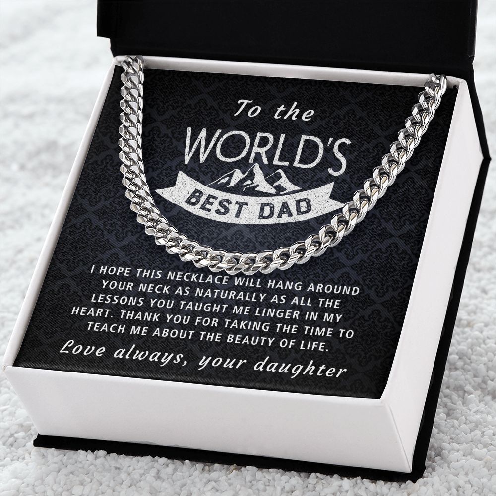 Lingering In My Heart - Length Adjustable Cuban Link Chain For Dad