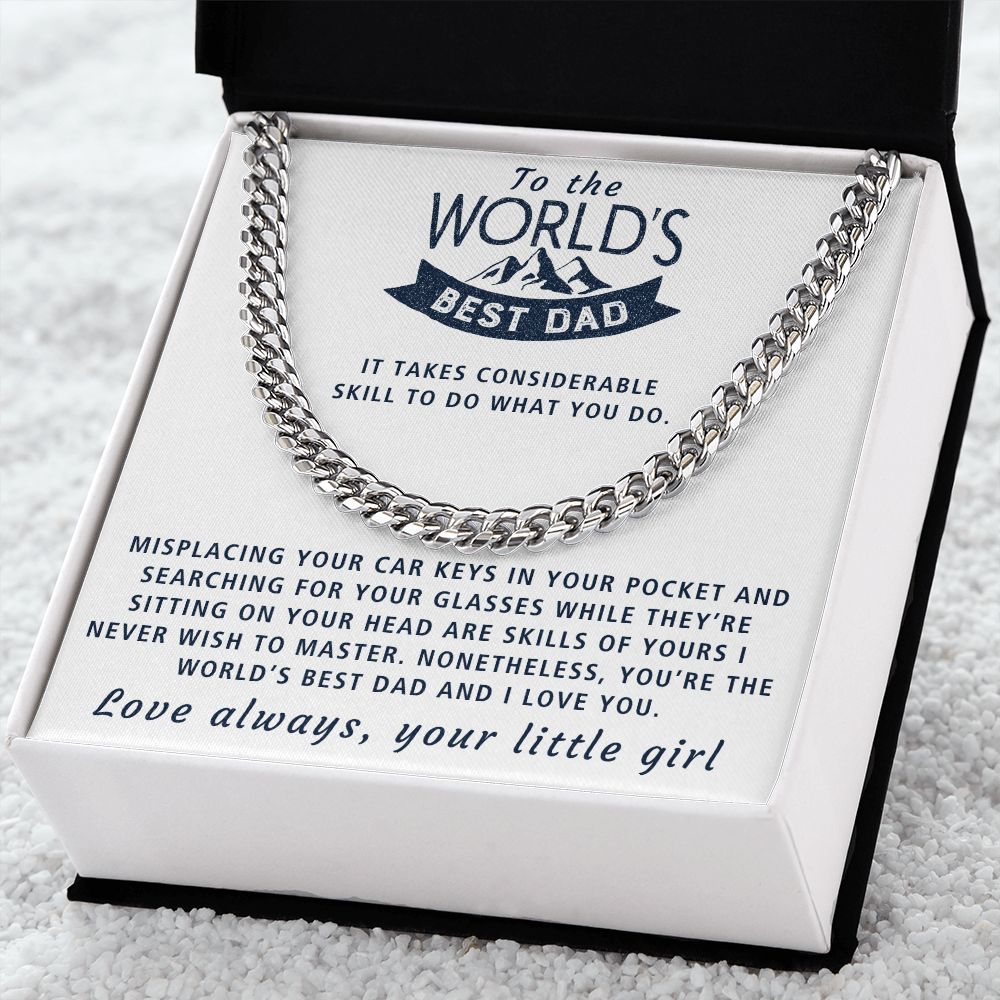 World's Best Dad - Length Adjustable Cuban Link Chain For Dad