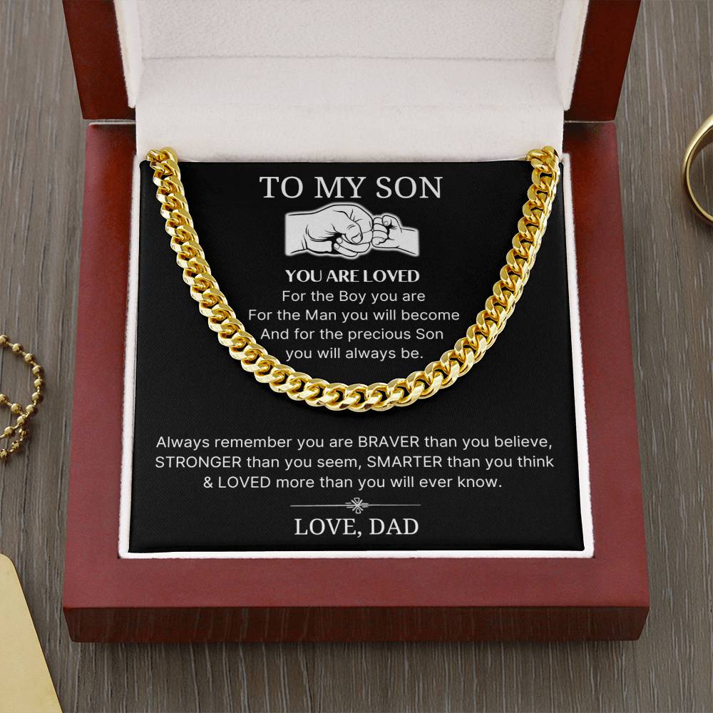 Loved More Than You Will Ever Know - Length Adjustable Cuban Link Chain For Son