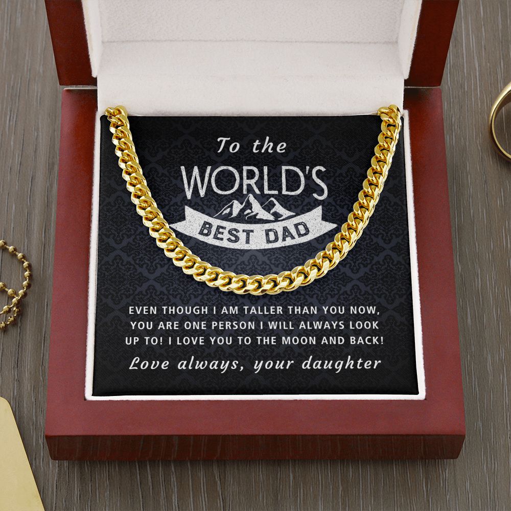 I Will Always Look Up To You - Length Adjustable Cuban Link Chain For Dad