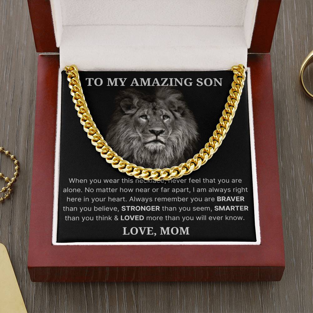 Never Feel That You Are Alone - Length Adjustable Cuban Link Chain For Son