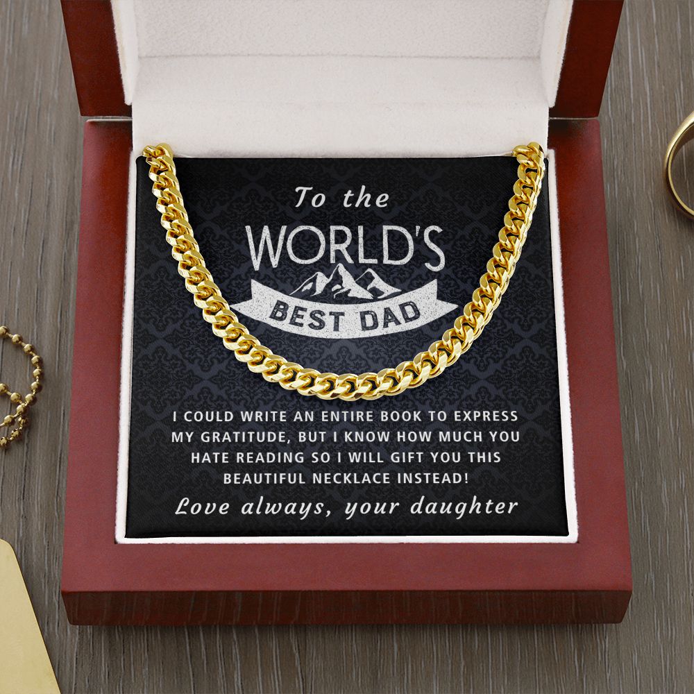 Book Of Gratitude - Length Adjustable Cuban Link Chain For Dad