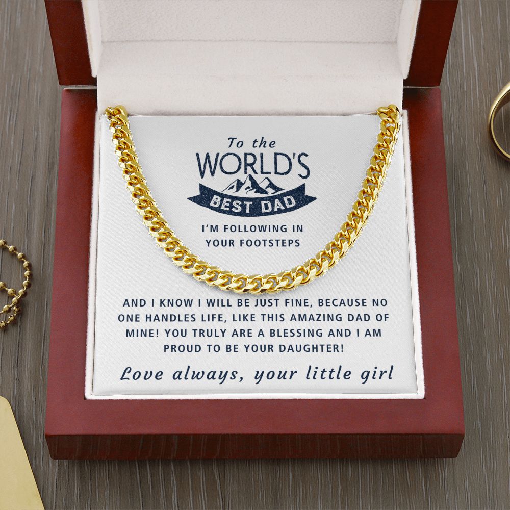 Following In Your Footsteps - Length Adjustable Cuban Link Chain For Dad