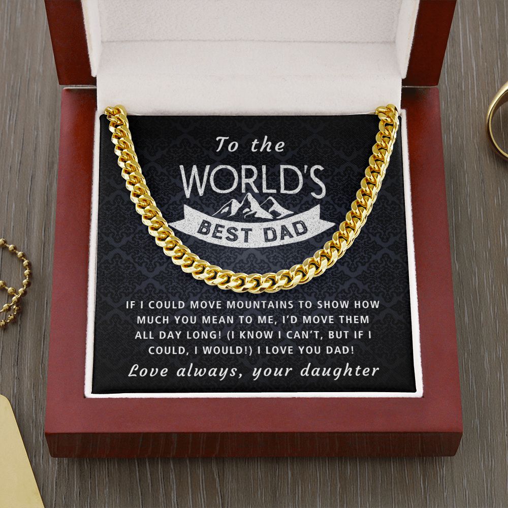 If I Could Move Mountains - Length Adjustable Cuban Link Chain For Dad