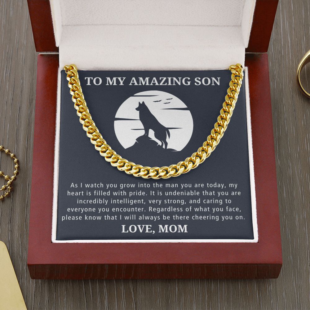 Always There Cheering You On - Length Adjustable Cuban Link Chain For Son