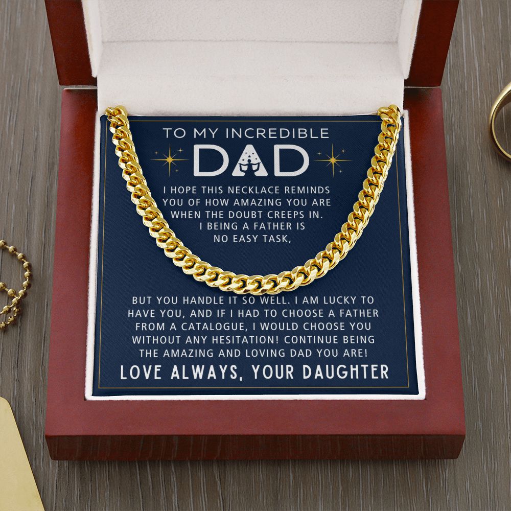 No Easy Task - Length Adjustable Cuban Link Chain For Dad