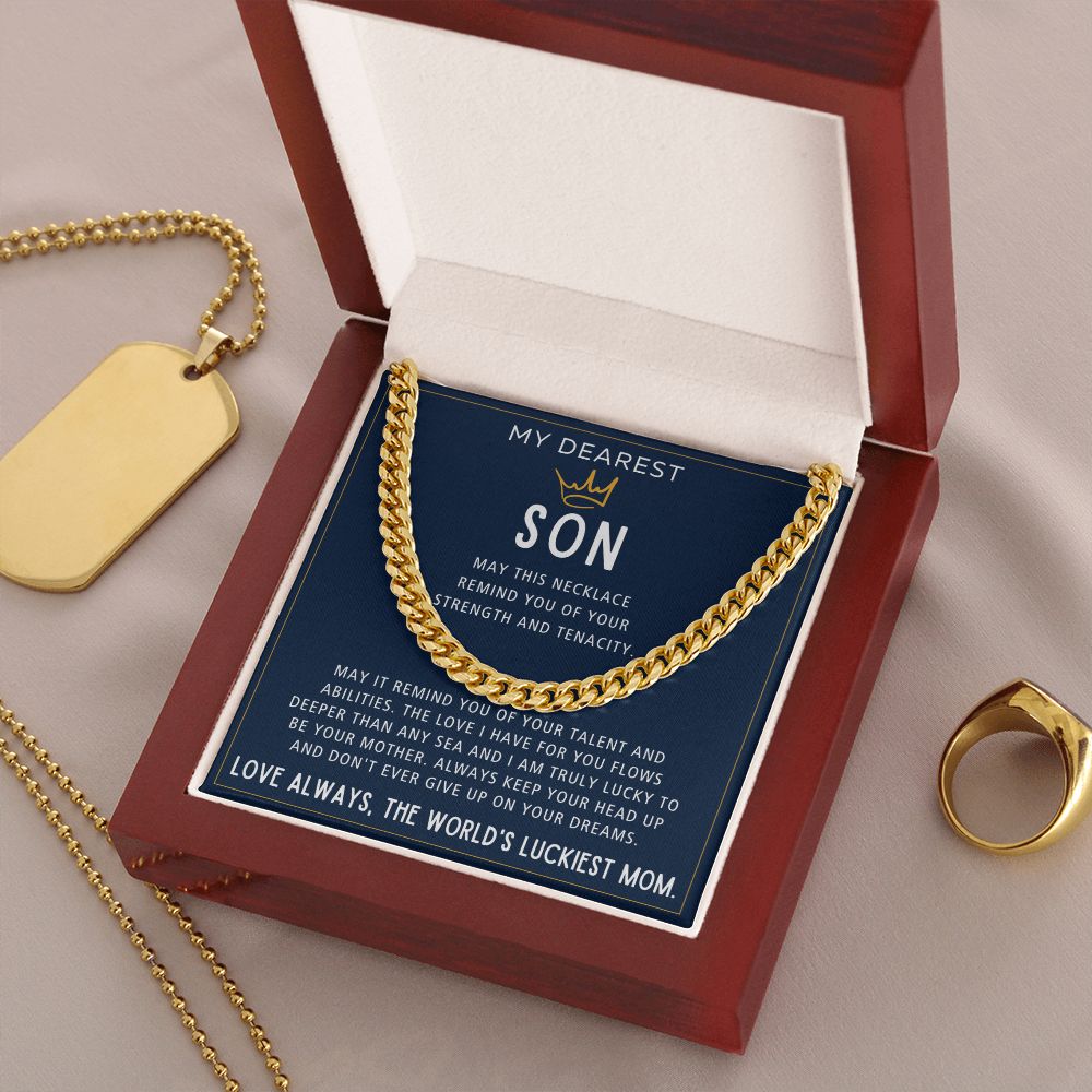 Your Strength And Tenacity - Length Adjustable Cuban Link Chain For Son