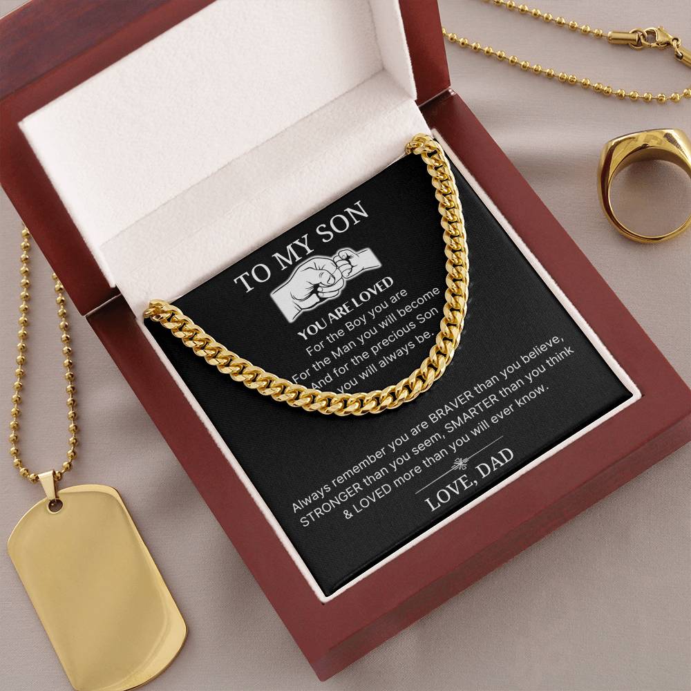 Loved More Than You Will Ever Know - Length Adjustable Cuban Link Chain For Son