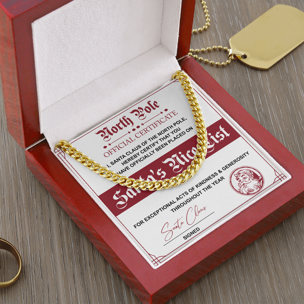 Santa's Nice List - Length Adjustable Cuban Link Chain For Christmas