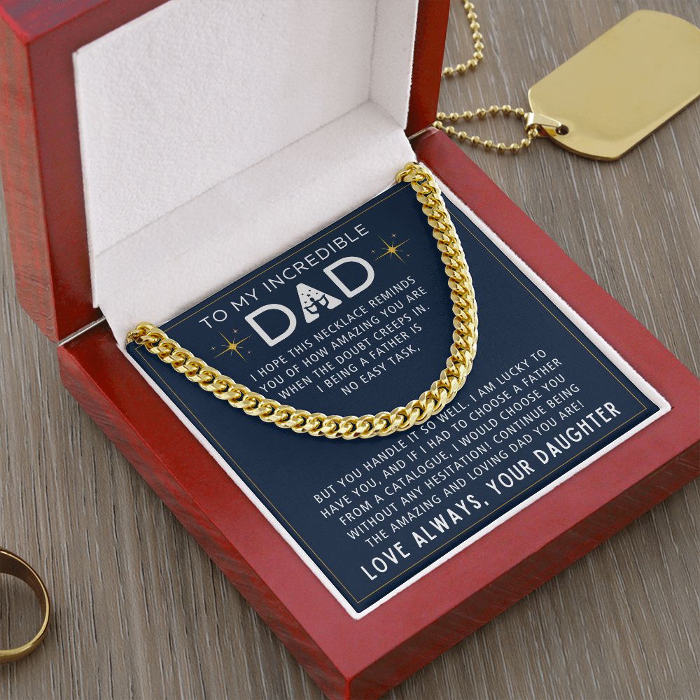 No Easy Task - Length Adjustable Cuban Link Chain For Dad