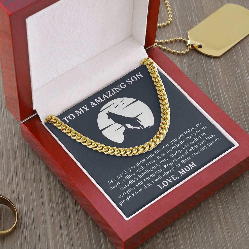 Always There Cheering You On - Length Adjustable Cuban Link Chain For Son