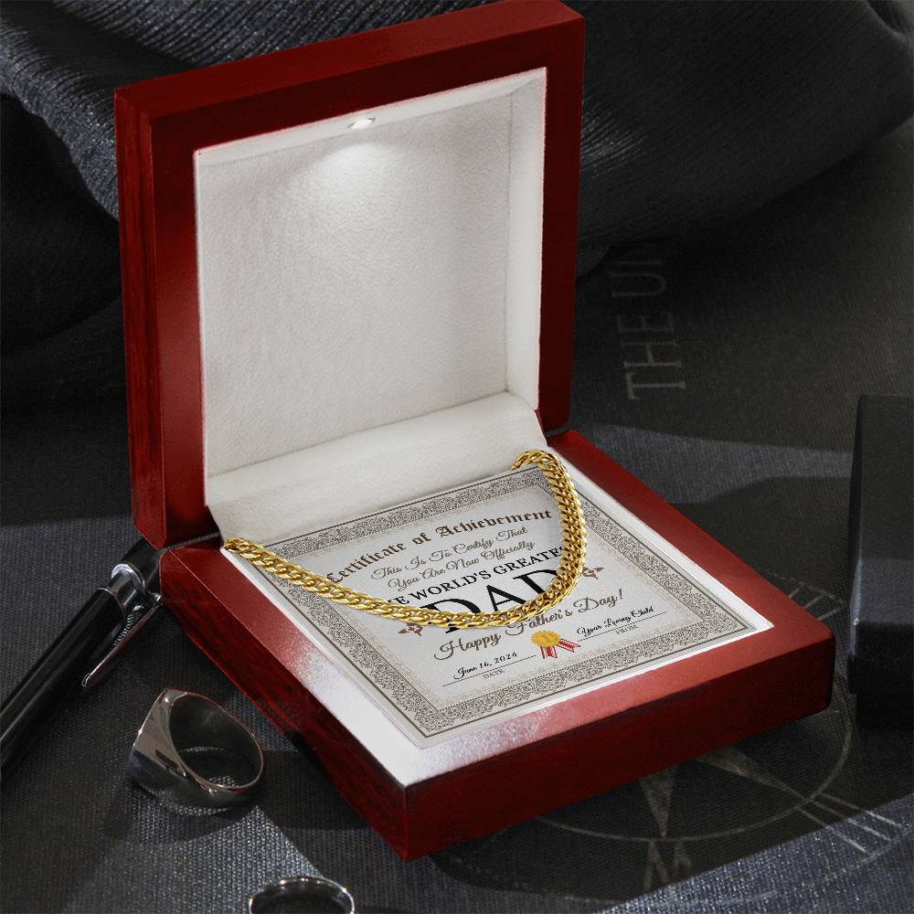 Certificate Of Achievement - Length-Adjustable Cuban Link Chain For Dad