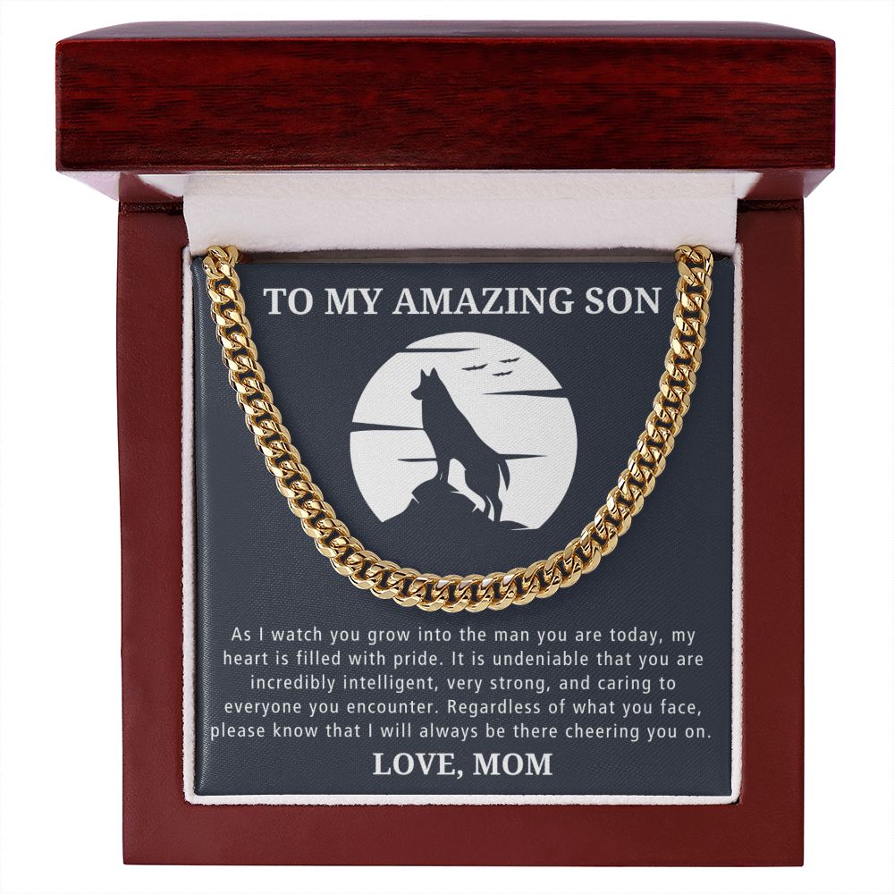 Always There Cheering You On - Length Adjustable Cuban Link Chain For Son