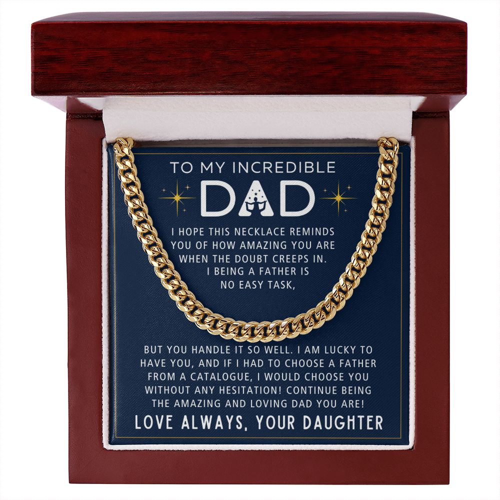 No Easy Task - Length Adjustable Cuban Link Chain For Dad