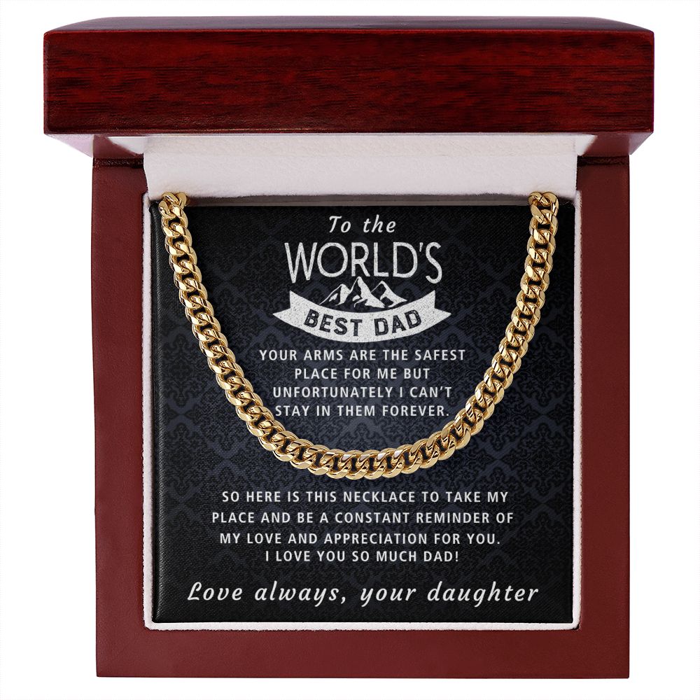 Your Arms, My Safest Place - Length Adjustable Cuban Link Chain For Dad