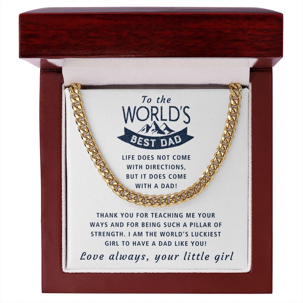 Life Comes With A Dad - Length Adjustable Cuban Link Chain For Dad