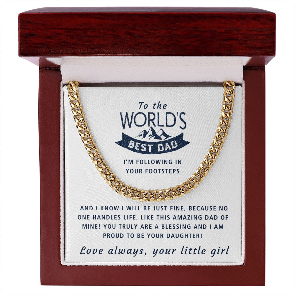 Following In Your Footsteps - Length Adjustable Cuban Link Chain For Dad