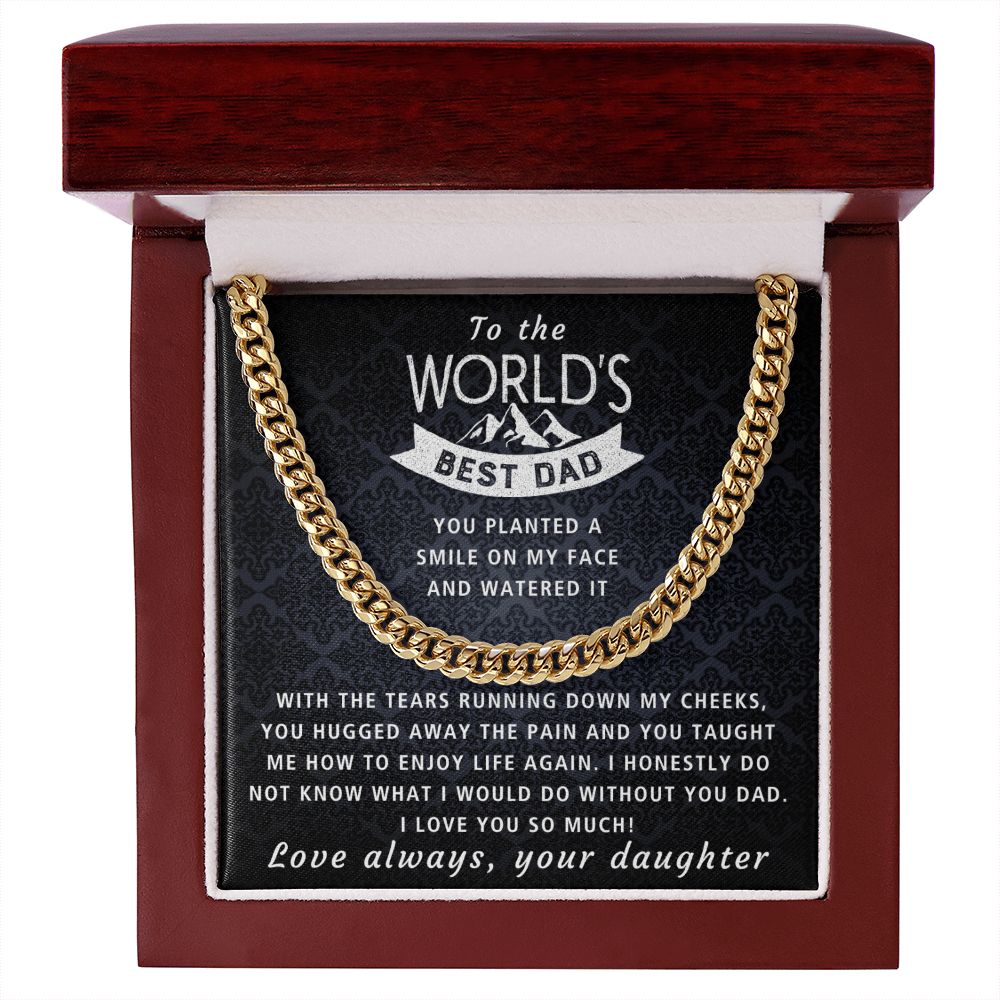You Hugged Away The Pain - Length Adjustable Cuban Link Chain For Dad