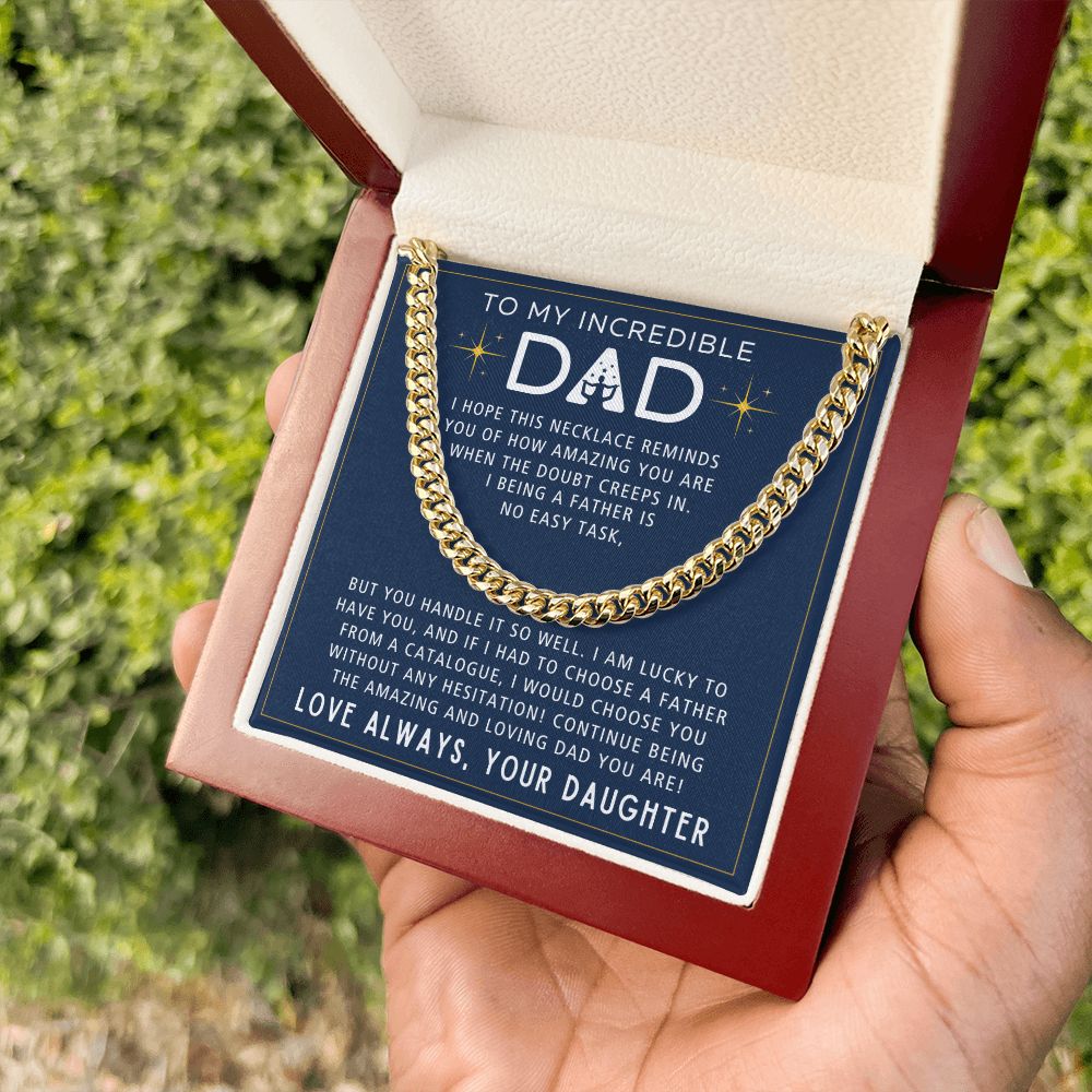 No Easy Task - Length Adjustable Cuban Link Chain For Dad
