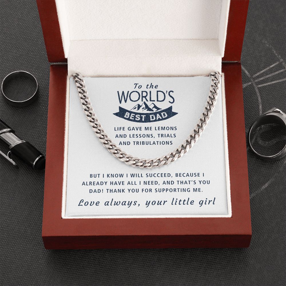 All I Need Is You - Length Adjustable Cuban Link Chain For Dad