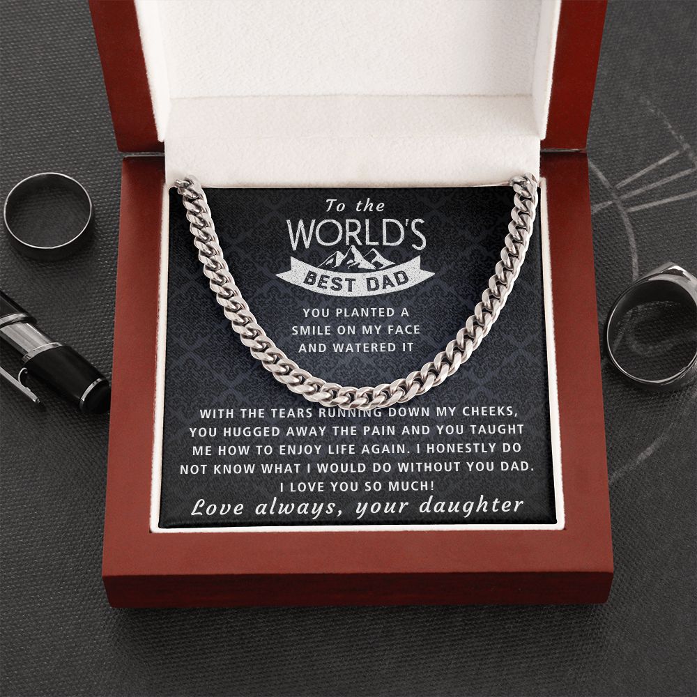 You Hugged Away The Pain - Length Adjustable Cuban Link Chain For Dad