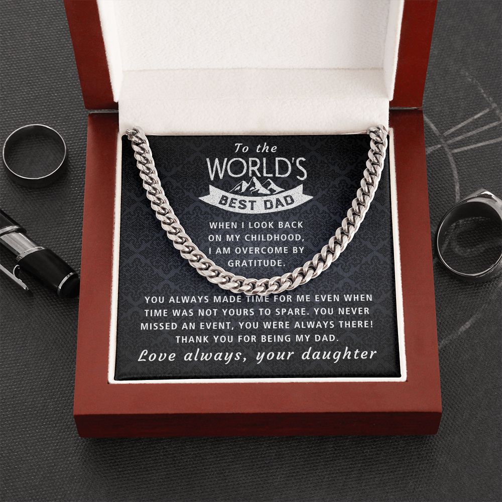 Overcome By Gratitude - Length Adjustable Cuban Link Chain For Dad