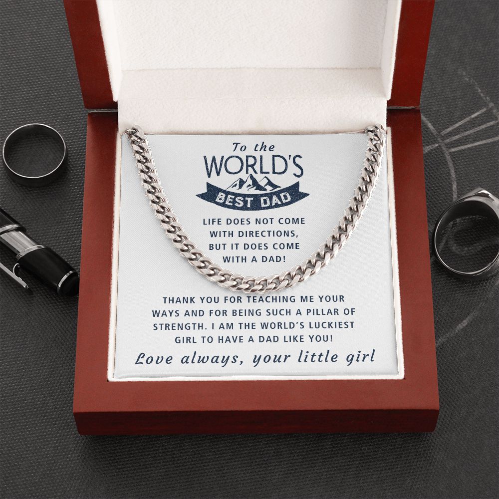 Life Comes With A Dad - Length Adjustable Cuban Link Chain For Dad