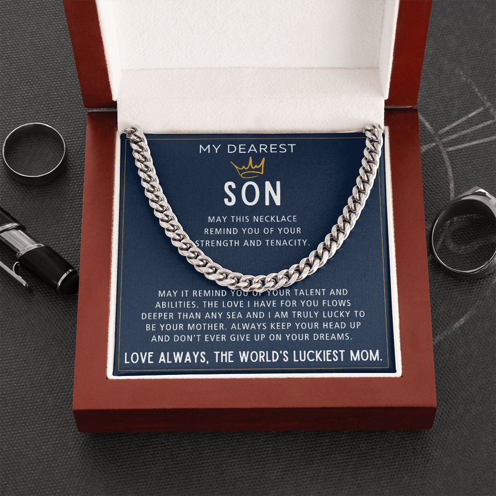 Your Strength And Tenacity - Length Adjustable Cuban Link Chain For Son