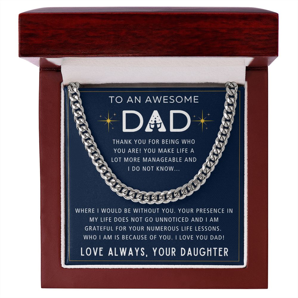 For Being Who You Are - Length Adjustable Cuban Link Chain For Dad