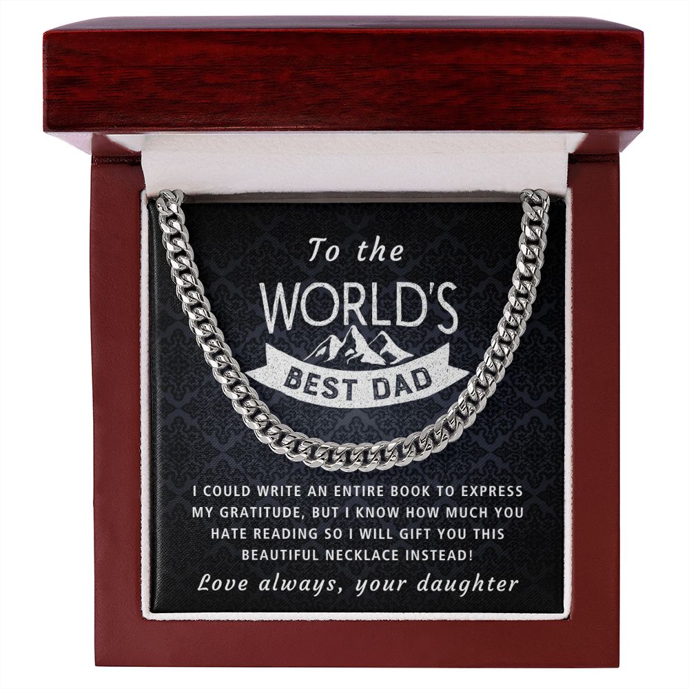 Book Of Gratitude - Length Adjustable Cuban Link Chain For Dad